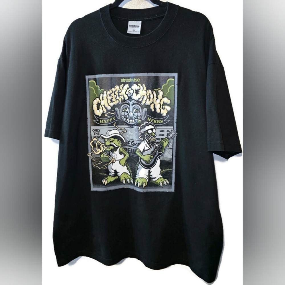 Streetwise X Cheech X Chong Collab Happy Herbs Black T Shirt Men's Size 2XL RARE